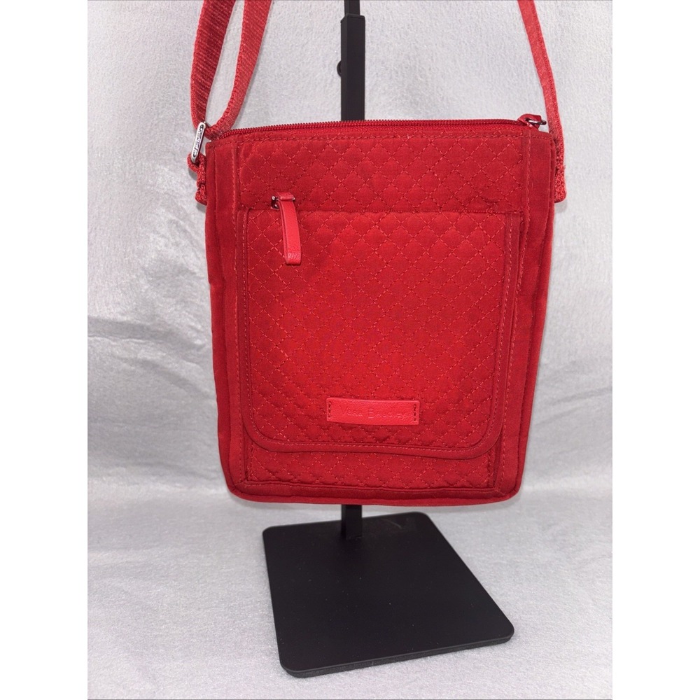 Vera Bradley "TANGO RED" Microfiber RFID Hipster Crossbody Bag Retired EUC